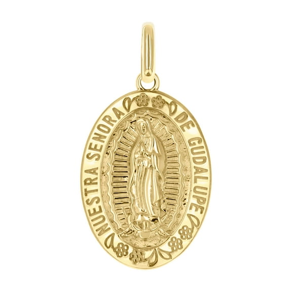 10k Yellow Gold Unisex Miraculous Medal Religious Pendant