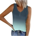 thumbnail image 2 of ALLLIST Green Womens Tops Clearance Sleeveless Button V-Neck Gradient Tank Tops Camisole L, 2 of 5