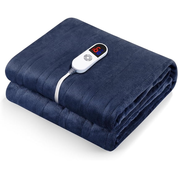 Heated Electric Blanket Twin Size 62" x 84" Flannel Heated Blanket with 6 Heating Levels & 10 Hours Auto Off, Comfort Warm Blanket for Home Office Use, Machine Washable