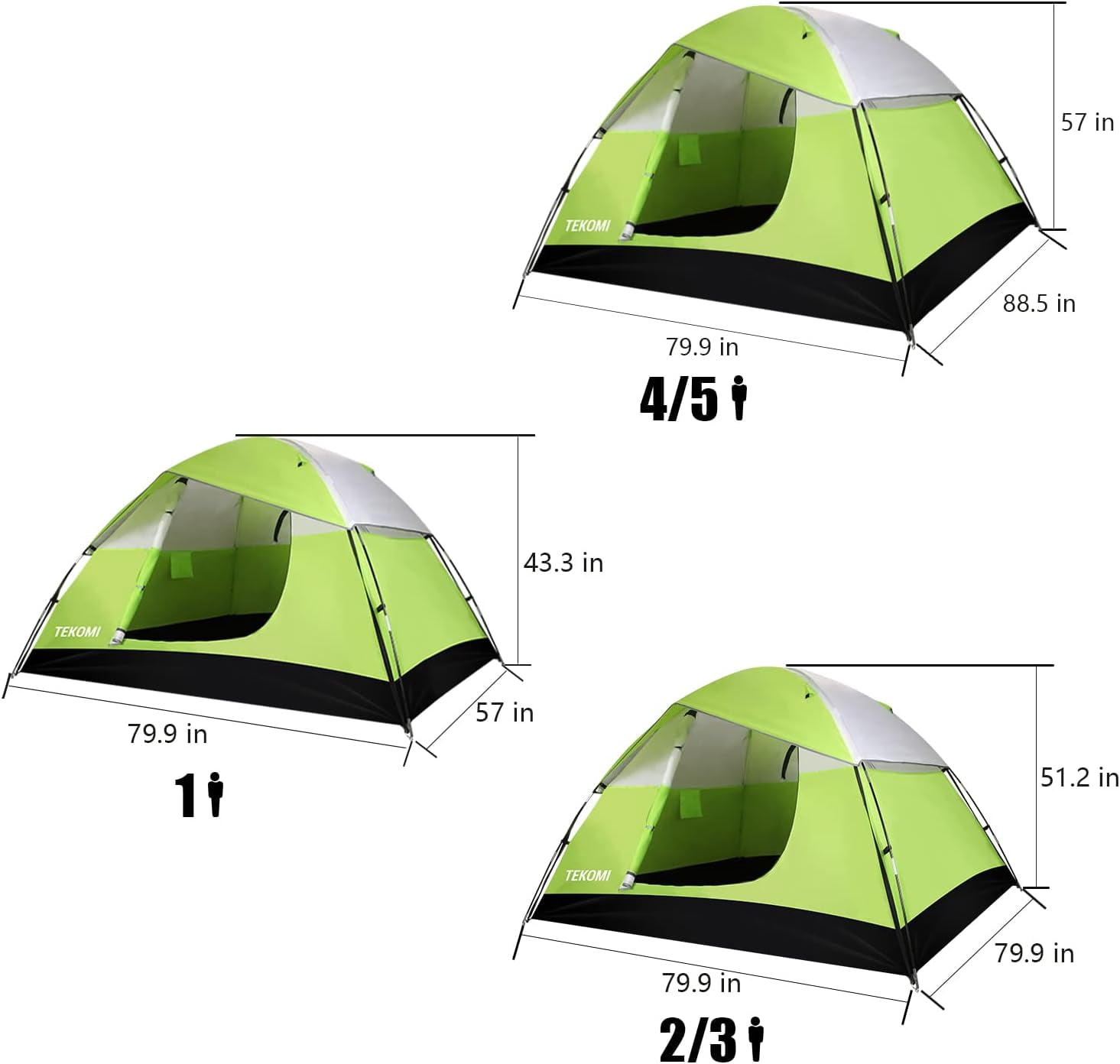 Camping Tent, Waterproof Family Dome Tent with Removable Rain Fly, Instant Cabin Tent for 60 Seconds Set Up, Advanced Venting Design, Fit Camp Backpacking Hiking Outdoor, Dark Green