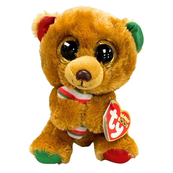 Ty Beanie Boos - Bella the Christmas Teddy Bear  – Glitter Eyes  - Stuffed Animal