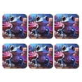 thumbnail image 2 of Fuzoiu Colorful Frog Among Flowers Print Leather Coasters Set,Drink Coasters Set of 6,for Tabletop Protection, Durable PVC Coasters,Home Décor and Housewarming Gift,Square, 2 of 7