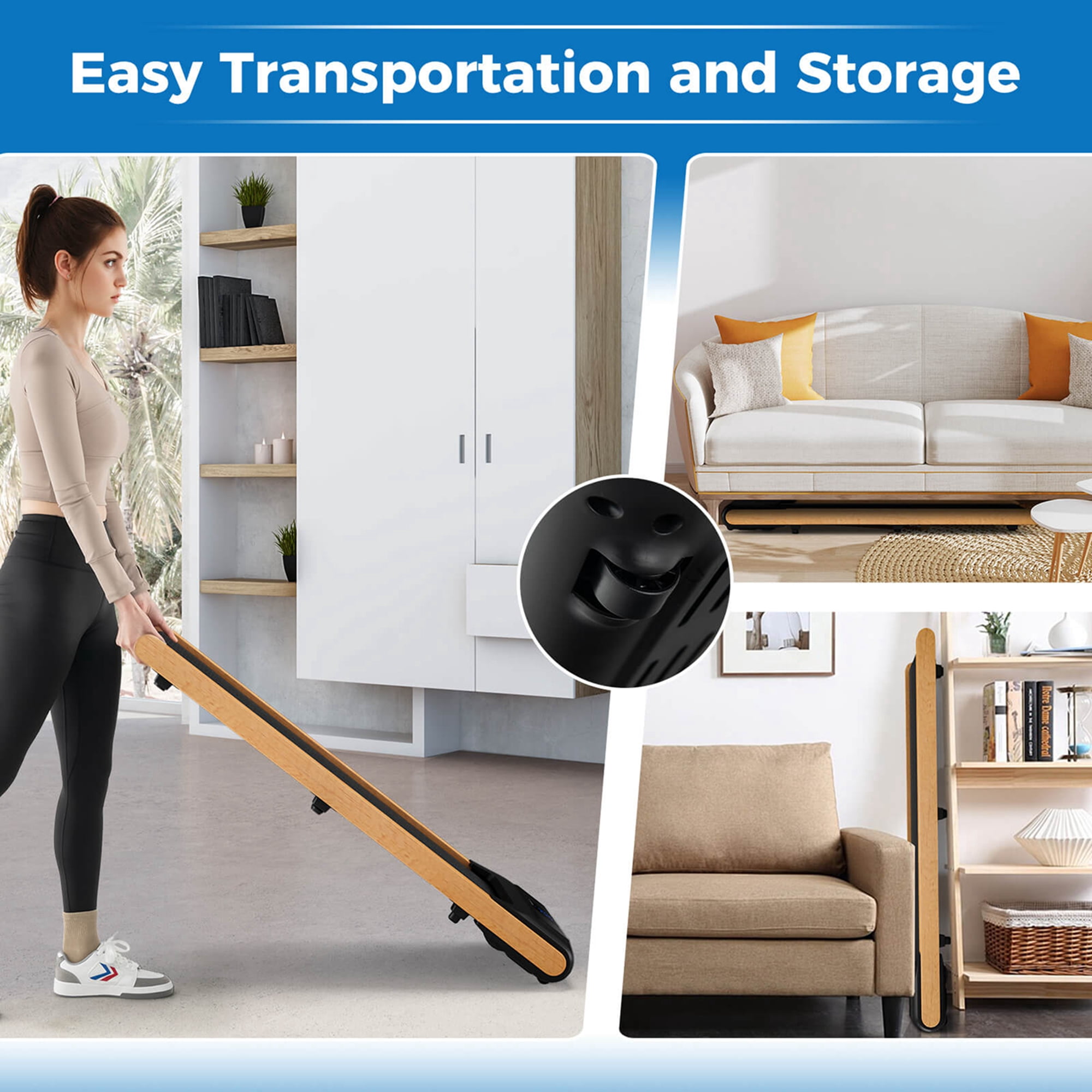 Superfit 3-in-1 Walking Pad Under Desk Treadmill with Remote Smart APP Control LED Display