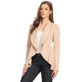 thumbnail image 2 of Women's Classic Draped Open Front Blazer Casual Workwear Long Sleeve Jacket Khaki L, 2 of 5
