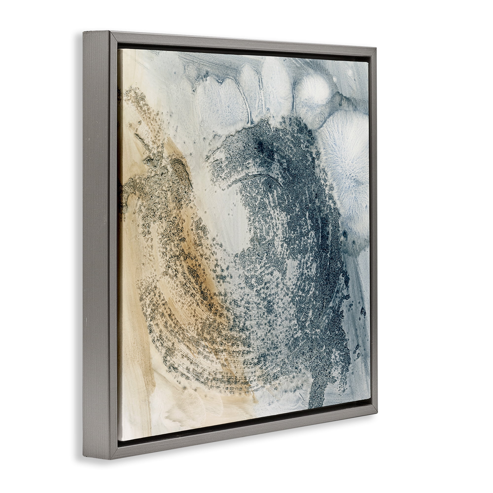 Stupell Industries Grey & Beige Paint Stroke Abstract Painting Gray Floater Framed Canvas Art Print Wall Art, 25 x 25
