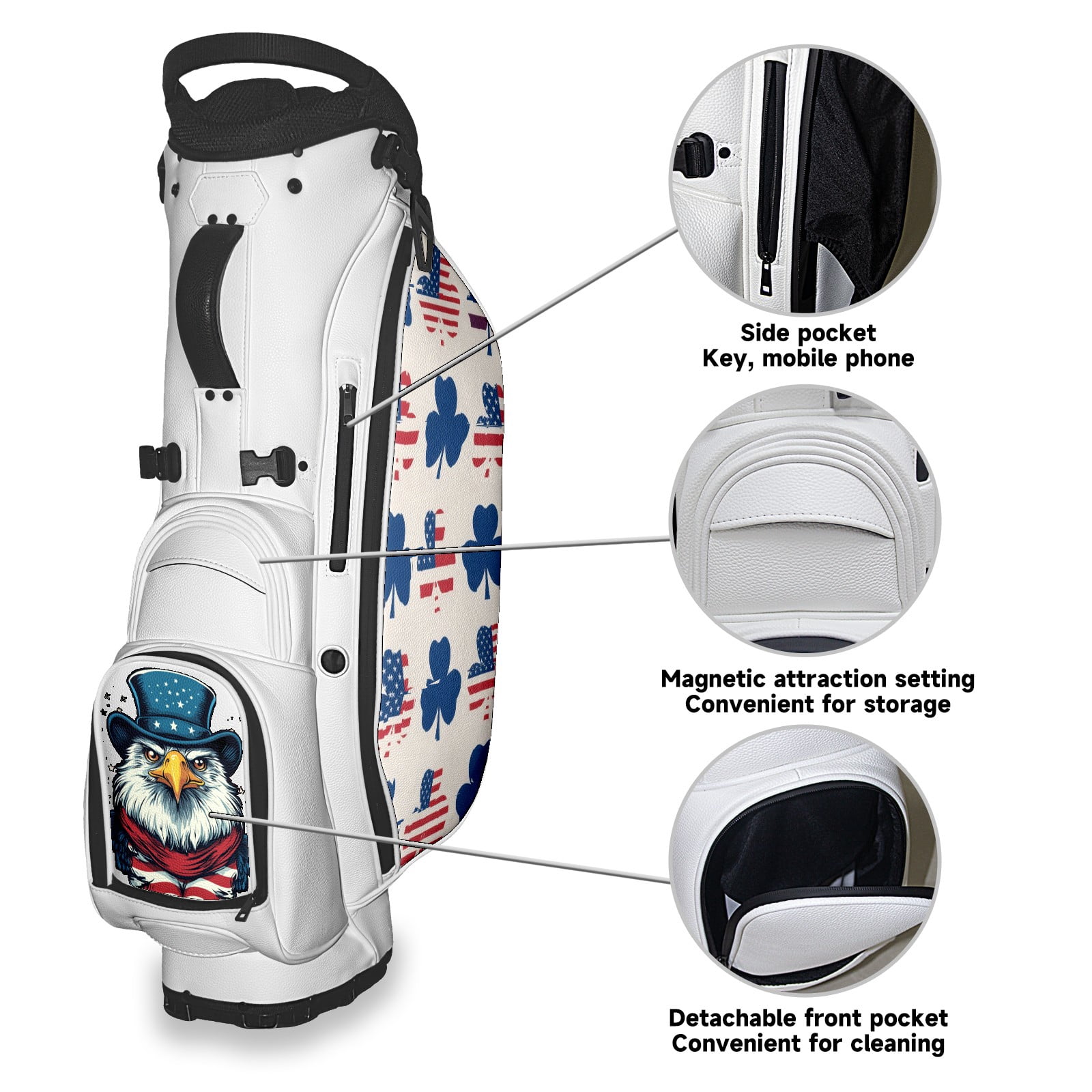 5 Ways Divider Golf Bag Waterproof Leather Golf Stand Bag Large Capacity & Versatile Personalized Customized Printing Golf Club Bag for Men Women 1747381981564