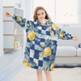 thumbnail image 5 of FORMRS Wearable Blanket Hoodie with Sleeves for Kids Cozy Flannel Sweatshirt, Retro Plaid Lemon, 5 of 7