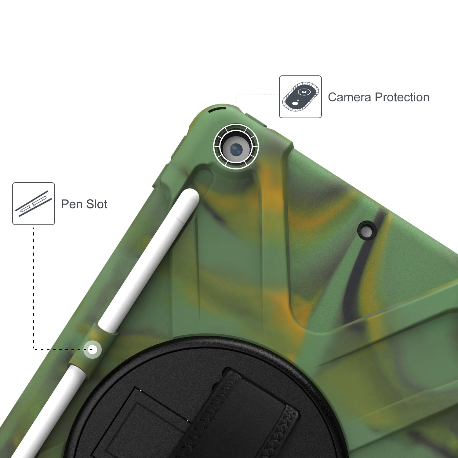 KIQ iPad 8th 7th Generation Case 10.2 inch 2019/2020, Shockproof Rugged Military Grade Case for Apple iPad 10.2 7th/8th Gen [Camouflage]
