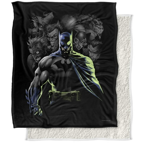 Batman Blanket, 50"x60", Villains Unleashed Silky Touch Sherpa Back Super Soft Throw Blanket
