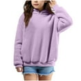 thumbnail image 2 of Teen Girls Sweatshirt Long Sleeve Purple Hoodie for Girls Warm Loose Girls Pullover with Pockets Girls Hoodie Size 13-14 Years, 2 of 5