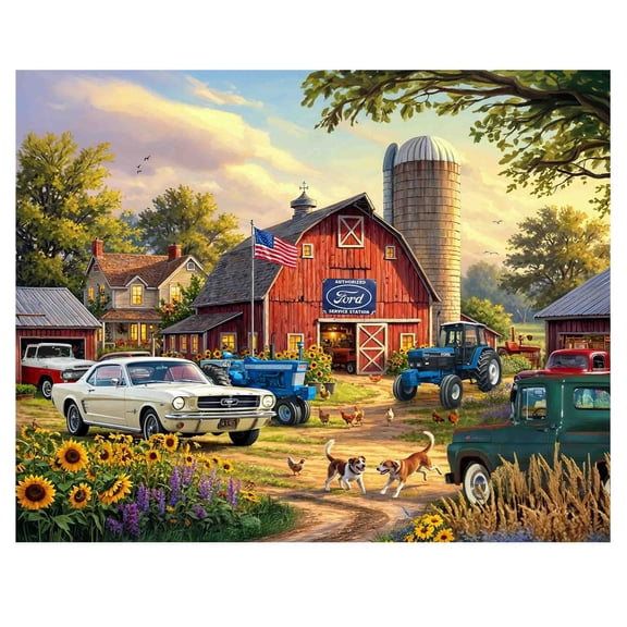Springbok 1000 Piece Ford Barnyard Jigsaw Puzzle for Adults - Poster Included
