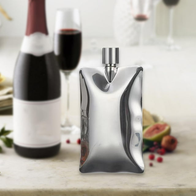 Frasco para hombre de bolsillo con tapa, fácil de limpiar, multifunción, frasco para fugas, frasco de ron para fiesta, hogar, regalo de cumpleaños, vi Plata