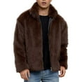 thumbnail image 2 of Fengqque Mens Lapel Faux Fur Jacket Long Sleeve Turn Down Collar Furry Coat Winter Warm Fluffy Furry Cardigans Outerwear Coffee XXXL(XXXL), 2 of 9