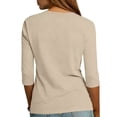 thumbnail image 4 of Elbow Length Tops for Women, Audhol 3/4 Length Sleeve Womens Tops V Neck Button down Shirts Business Casual Outfits Basic Tees Summer Top 2026 Khaki 3/4 Sleeve Top Xxl, 4 of 4