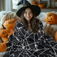 thumbnail image 4 of Halloween Spider Web Throw Blanket - Cozy Fleece Blanket for Couch, Sofa & Bed - Spooky Home Decor for Halloween Party Gifts for Women & Men, 50" x 60", 4 of 6