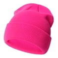 thumbnail image 2 of Xijirk Solid Knit Beanie, Classic Slouchy Turn Up Winter Hat, Unisex Basic Ribbed Knit Cold Weather Cap Size:2-6 Years, 2 of 3