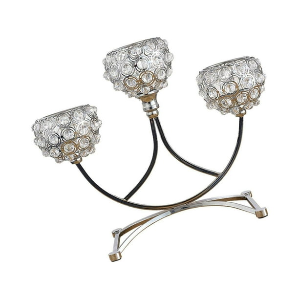 Sparking Crystal Candle Holder 3 Arms Tealight Holders for Centerpieces