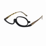 Makeup Reading Glasses for Women Round One Eye Rotating Magnifying Cosmetic Readers Make Up Eyeglasses 2.5,Black