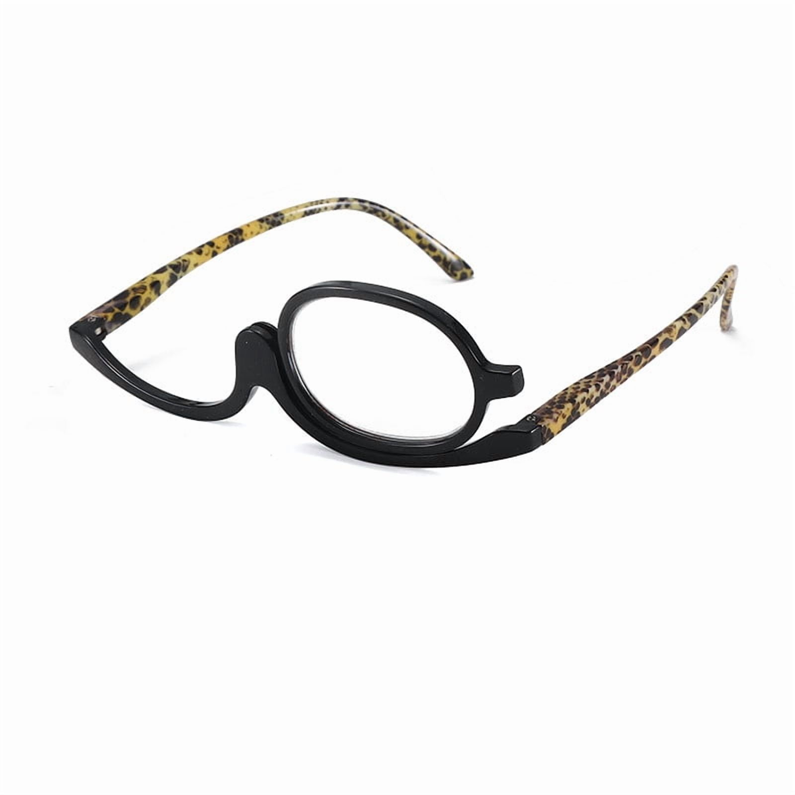 Makeup Reading Glasses for Women Round One Eye Rotating Magnifying Cosmetic Readers Make Up Eyeglasses 2.5,Black