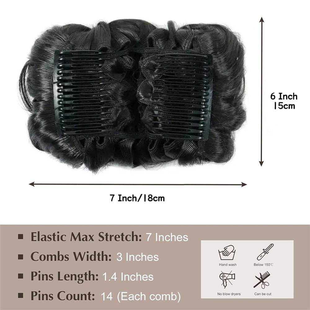 Short Messy Bun Hair Piece Curly Dish Hair Bun Extension Combs Clip in Ponytail Scrunchies