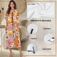 thumbnail image 5 of FKELYI Hippie Daisy Flower Print Zipper Front Nightgown Women Sleepwear Dress with 2 Pockets Comfy Housecoat Breathable Lounge Wear Fall Winter Long Sleeve Nightwear, 3XL, 5 of 6