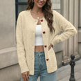thumbnail image 3 of Lixiuxyad Womens Cardigans ’s Heart Button Loose Round Neck Knit Cardigan – Soft Blend Jacket,Beige, 3 of 6