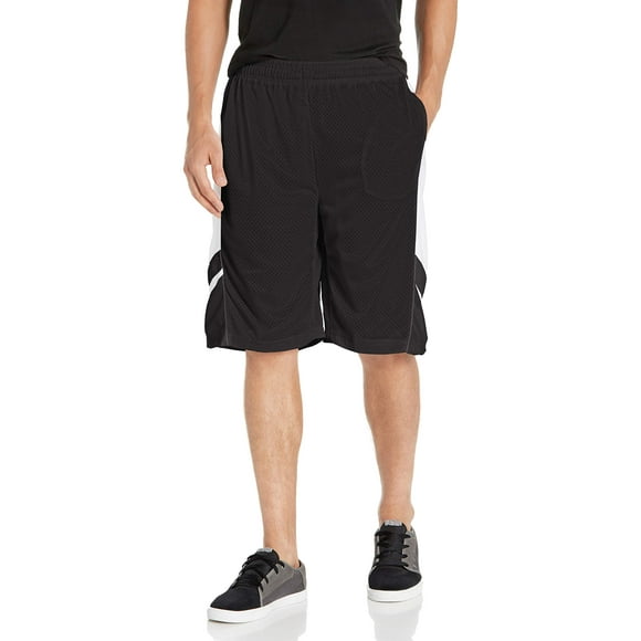 WT02 Shorts Athlétiques en Maille pour Hommes Grands et Forts, Entrejambe 12 Pouces, Légers et Respirants, Noir, 5X