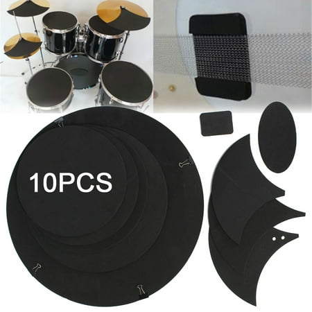 10Pcs Bass Snare Tom Sound off / Drums Silencer Pad Quiet Drum Mute Silencer Drumming Practice Pad Set (Best Drum Silencer Pads)