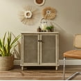 thumbnail image 2 of Art Leon Home Accent Cabinet with 2-Door Rattan Decoration Wood Finish Beige, 2 of 9