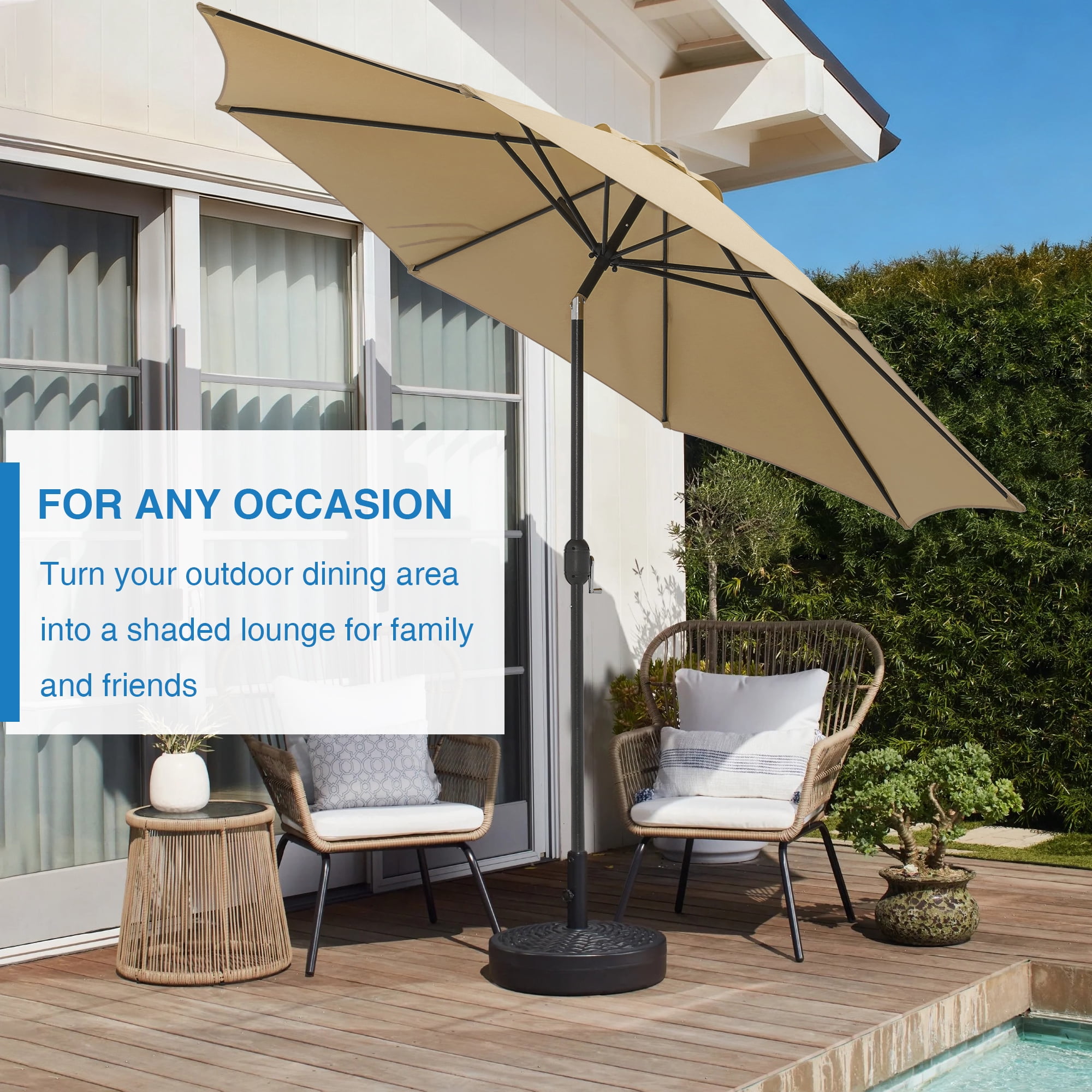Abble Outdoor 10ft Patio Umbrella with Crank and Tilt - Tan