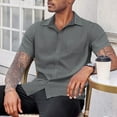 thumbnail image 6 of ZZwxWA Men's Casual Button Down Shirts Short Sleeve Regular Fit Untucked Dress Shirts Knit Textured, 6 of 7