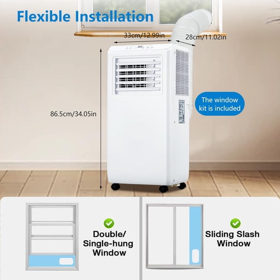 10,000 BTU Portable Air Conditioner – 3-in-1 Cooling, Fan & Dehumidifier – Quiet 50dB Operation, Remote Control, 24H Timer, Window Vent Kit – Cools Rooms up to 450 Sq.Ft – Ideal for Home, Bedroom
