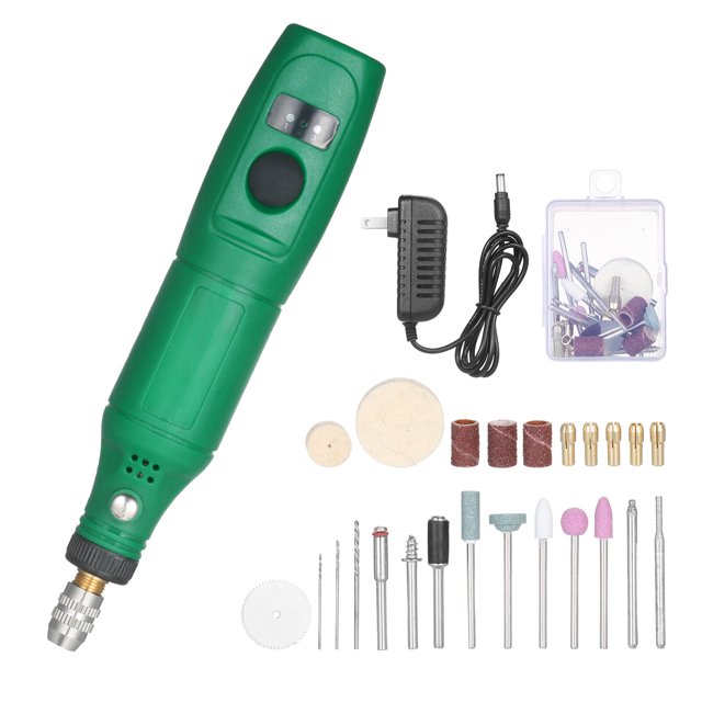 12V Mini Rotary Tool Portable Electric Grinder 5000-15000rpm Variable Speed Rotary Cutter with 24Pcs Attachments for Crafting Projects and DIY Creations