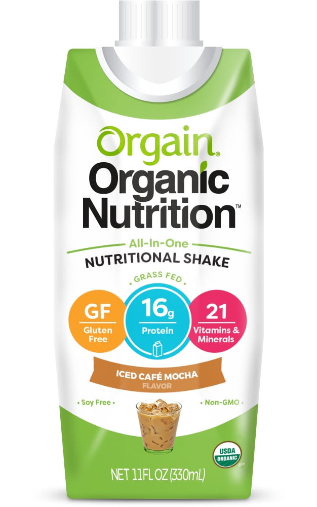 Orgain Organic Nutrition Shake, Iced Cafe Mocha, 16g Protein, 12 Ct