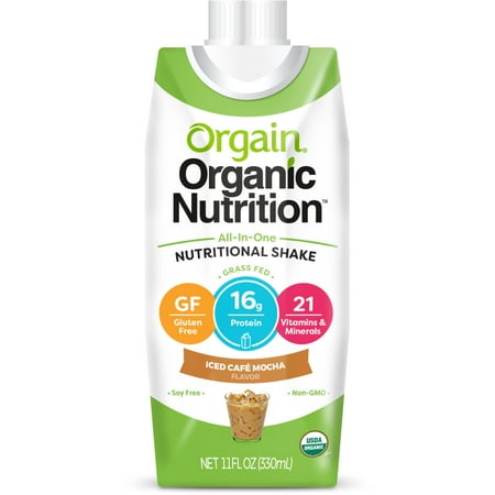 Orgain Organic Nutrition All-In-One Nutritional Shake, Iced Mocha, 16g Protein, 11 Fl Oz, 12 Ct