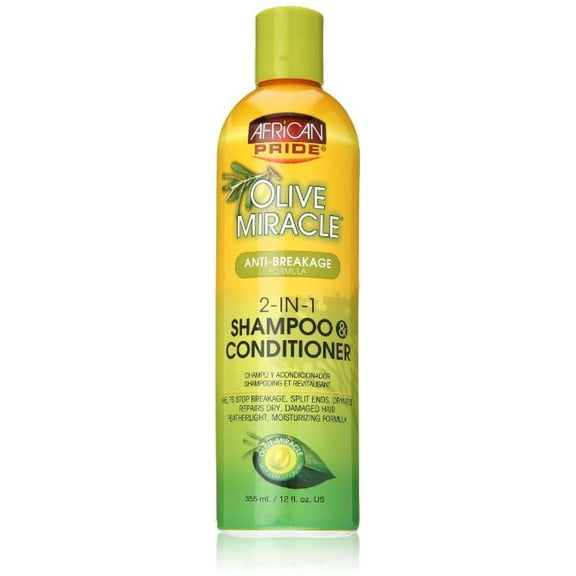 African Pride Olive Miracle 2-in-1 Shampoo & Conditioner 12 oz (Pack of 4)
