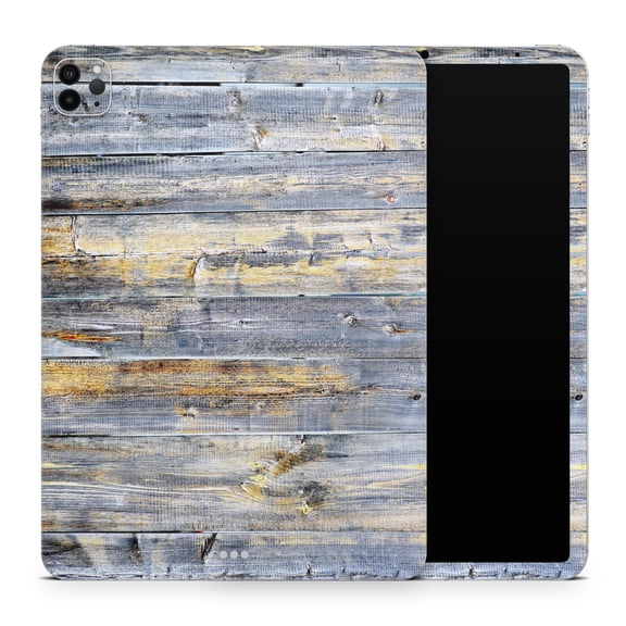 DesignSkinz Vintage Wooden Planks with Yellow Paint Full-Body Skin Decal Wrap Cover for iPad (A1219/A1337)