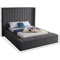 thumbnail image 6 of Maklaine Contemporary Solid Wood and Velvet King Bed in Gray, 6 of 8