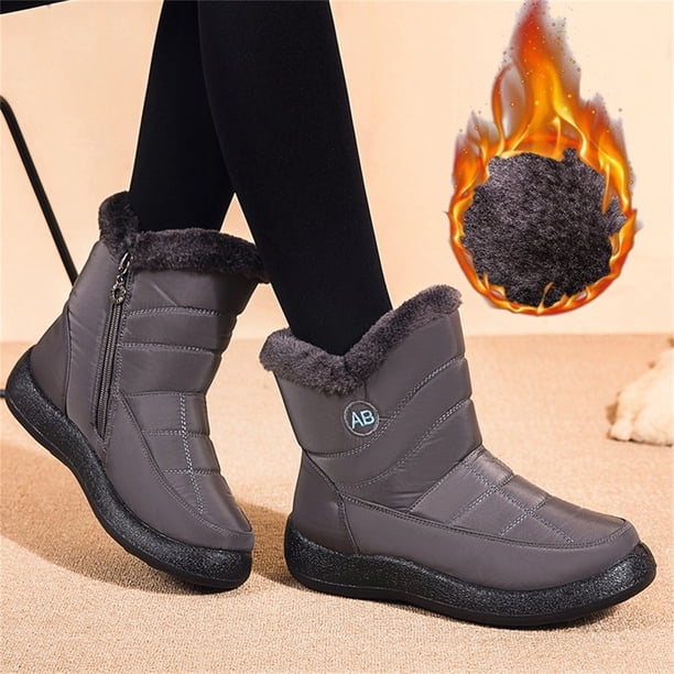 Zapatos de algodón para mujer, botas de nieve cálidas para invierno para mujer, botas de algodón impermeables con cremallera lateral para mujer Wmkox8yii ghj1362