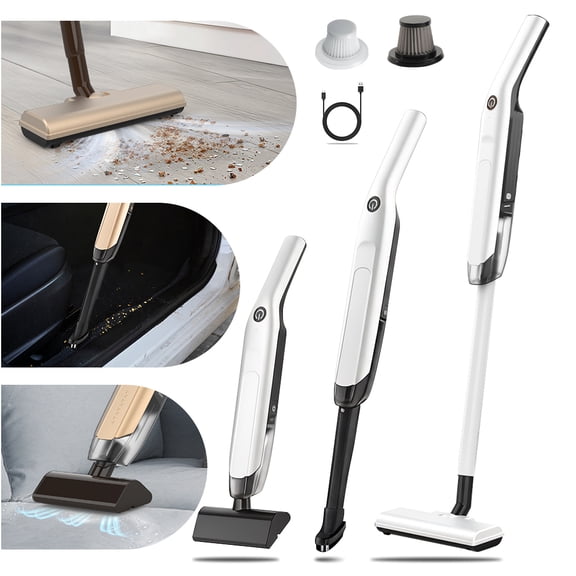 MDHAND Cordless Stick Vacuum Cleaner, 10KPa Suction 120W Power, Lightweight for Hard Floor Carpet Pet Hair, White