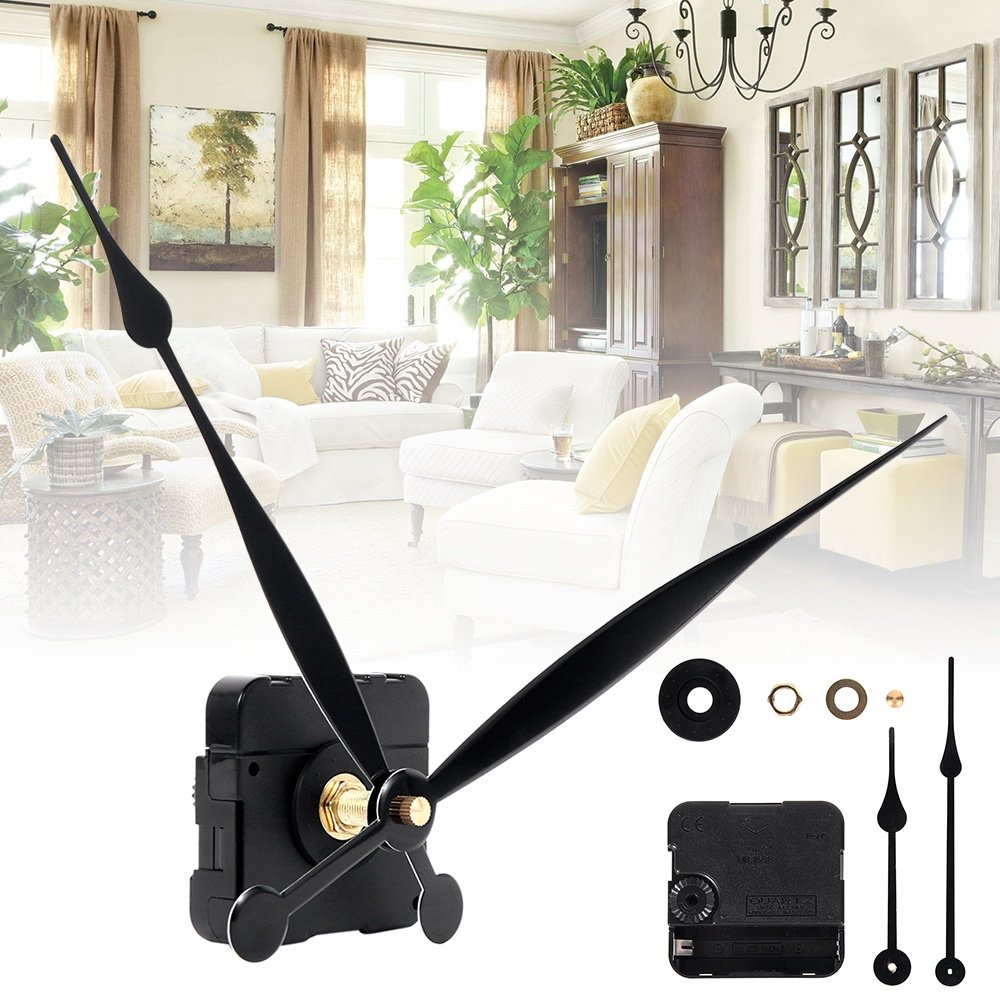Quartz Clock Movement Mechanism Motor Fitting w/ Long Hands Kit Battery Powered