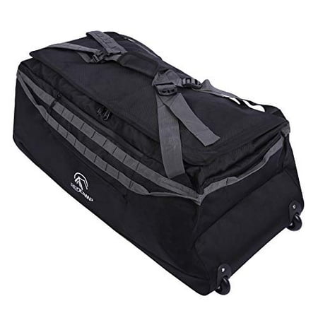 REDCAMP Foldable Duffle Bag with Wheels 85L/120L/140L, 1680D Oxford Collapsible Large Duffel Bag with Rollers for Camping Travel Gear, Black