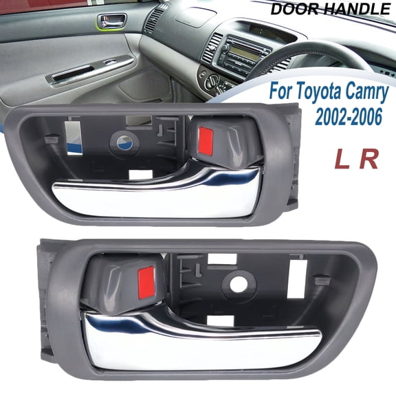 Set Door Handle Inside Gray Chrome Left Right Pair for 2002-2006 Toyota Camry