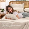 thumbnail image 6 of Bare Home Organic Jersey Sheet Set - 100% Organic Cotton - Deep Pocket - 5 Piece - Split King, Sand, 6 of 11