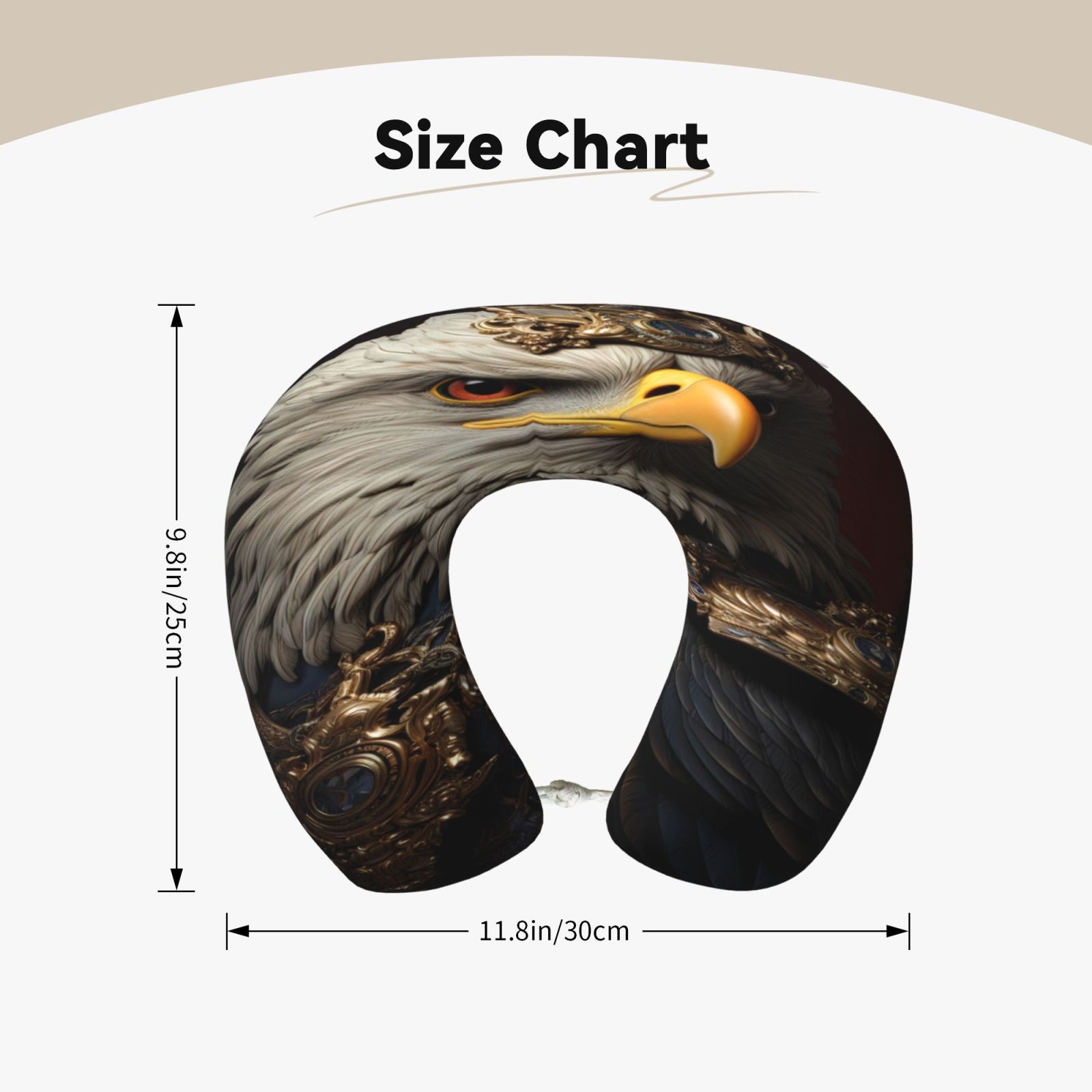 Xecao Noble Style Bald Eagle Print Memory Foam Cervical Neck Pillow Versatile U-Shaped Pillows for Home,Office,Camping,Travelling,Soft Washable Cover