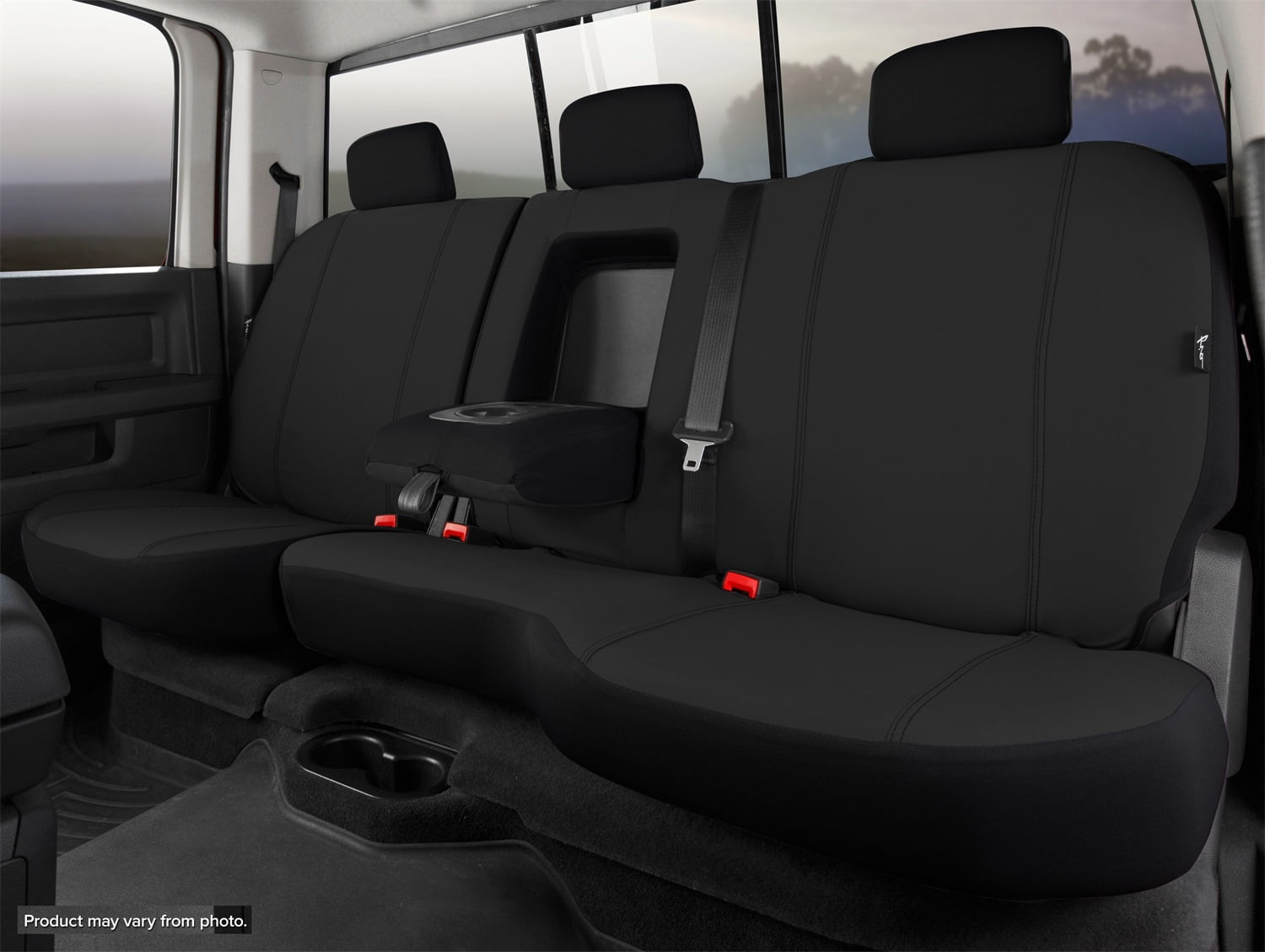 Poly-Cotton, Black Fia SP82-30 BLACK Custom Fit Rear Seat Cover Split Seat 60/40 