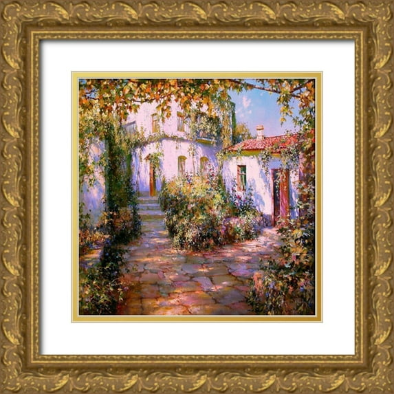 Obuchovsky, Yury 12x12 Gold Ornate Wood Framed with Double Matting Museum Art Print Titled - Old Town Feodosia