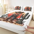 thumbnail image 3 of Castle Fairy Boys Girls Animal Cat Cowboy Full Size Sheets 4-Piece,Western Theme Breathable Bed Sheets,Chic Floral Cactus Lightweight Sheet Sets,Breathable Home Decor, 3 of 7