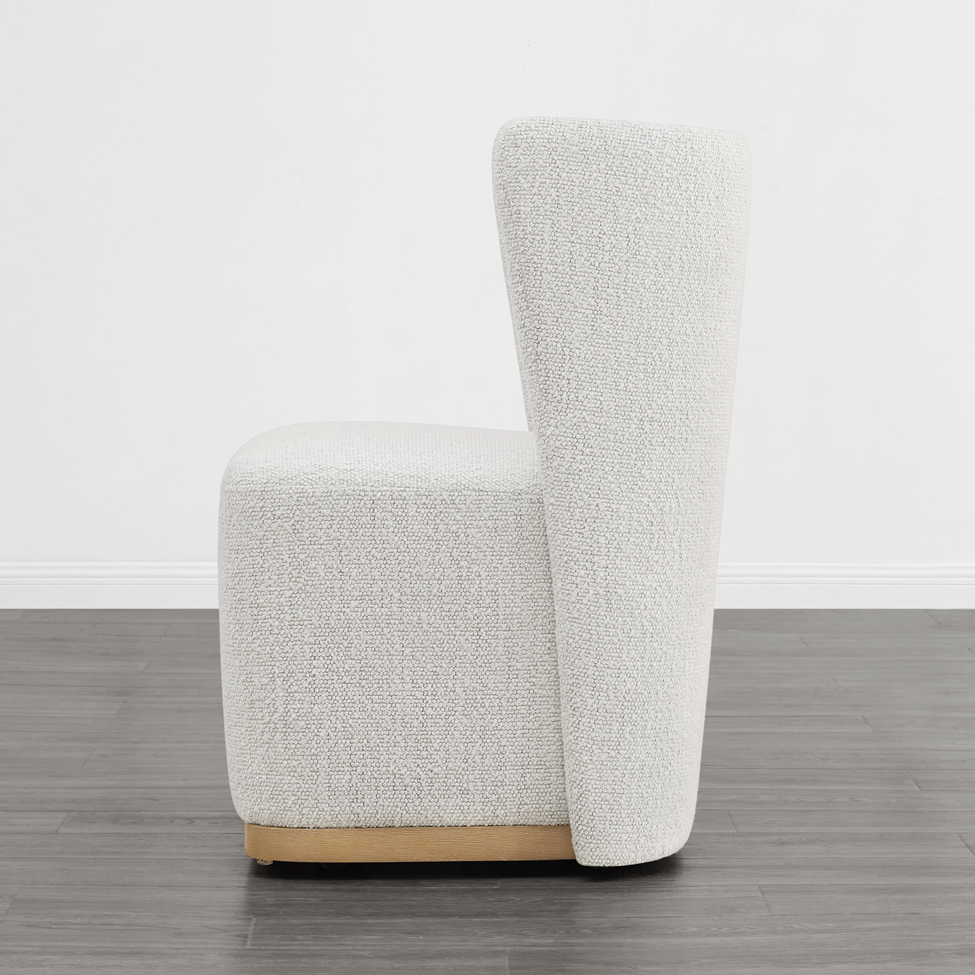 Spruce & Spring Modern Wingback Upholstered Dining Chair with Hidden Casters & Wood Base Set of 2, Pearl White