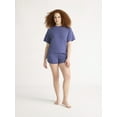 thumbnail image 2 of Joyspun Women's French Terry Short Sleeve Top and Shorts Pajama Set, 2-Piece, Sizes XS-3X, 2 of 6